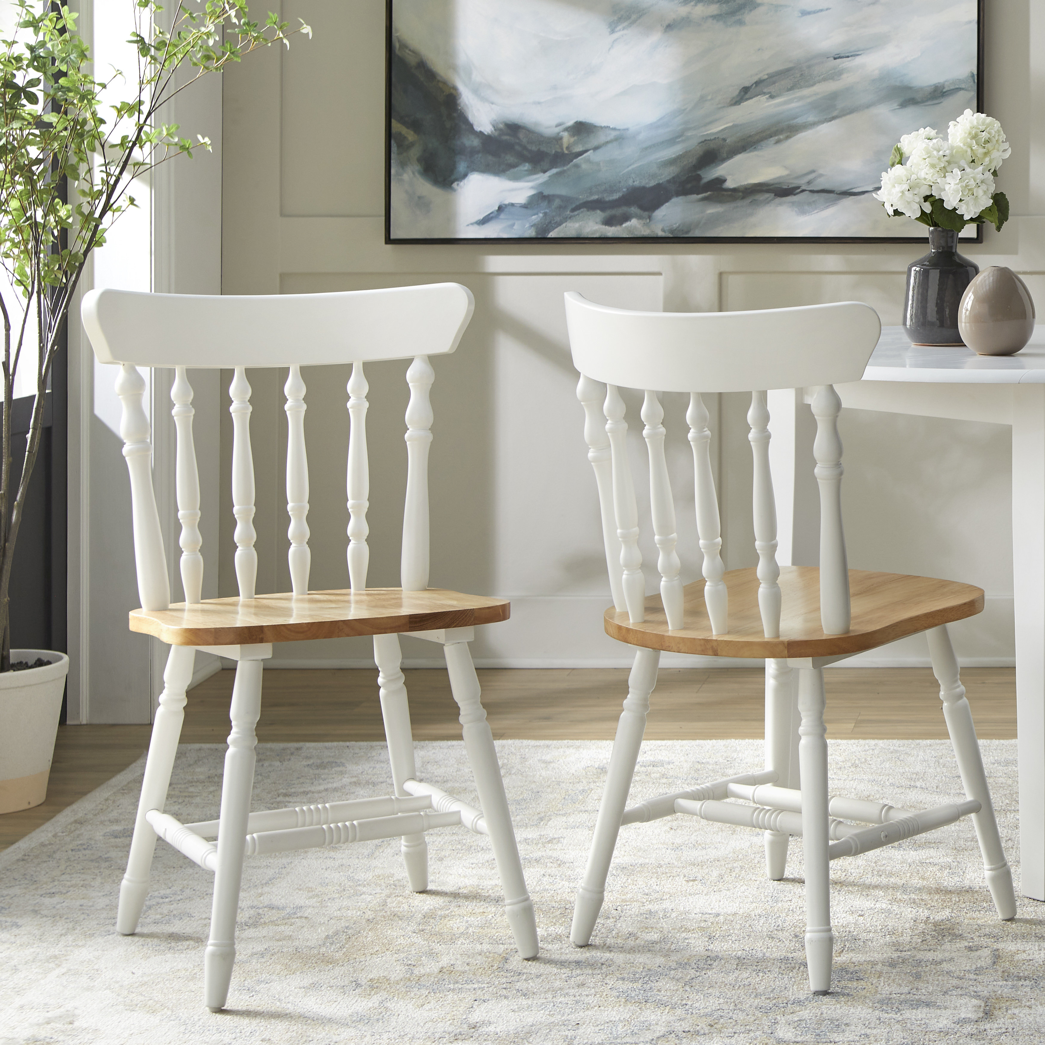 Une chaise au solie ホワイトクラシックスタイルサイドテーブル Ophelia & Co. Isabella Spindle Back Chair (Set of 2) & Reviews